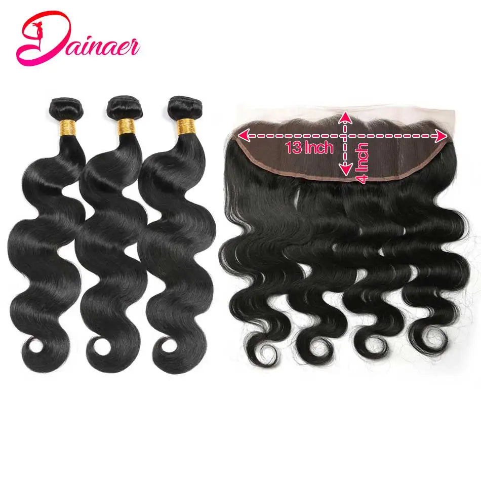 Body Wave Bundles With Frontal 13x4 Lace Frontal