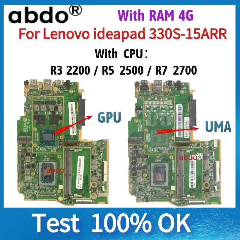For Lenovo ideapad 330S-15ARR 330S Laptop Motherboard.W/CPU:R3 2200U/R5