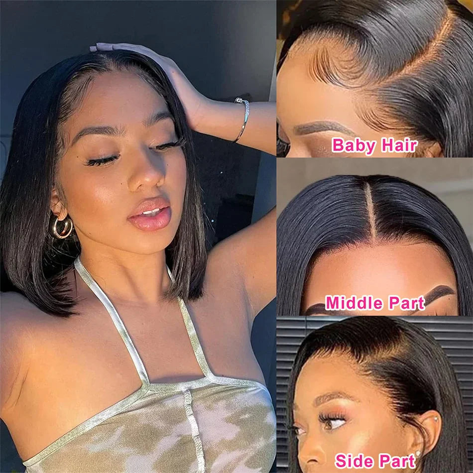 4x4 Bob Lace Closure Wig Indian Straight Human