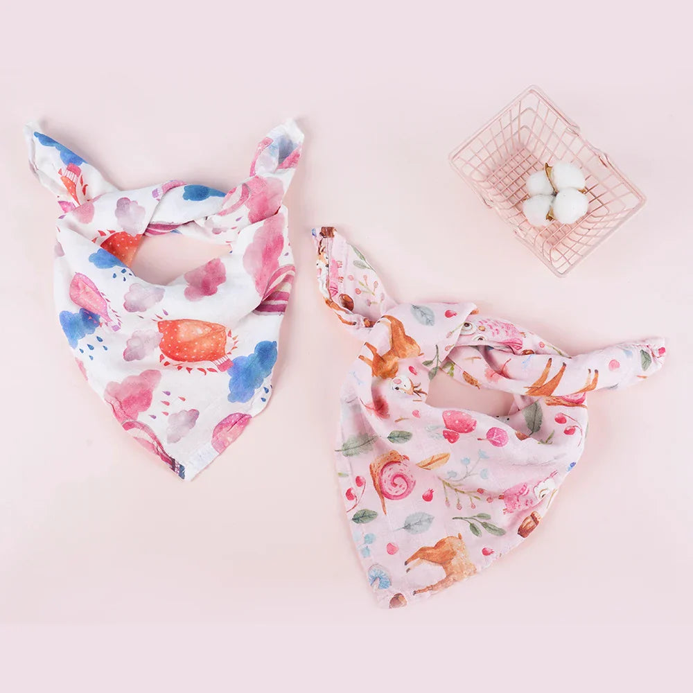 Elinfant 5pcs Gift Set Bamboo Cotton Muslin Bib