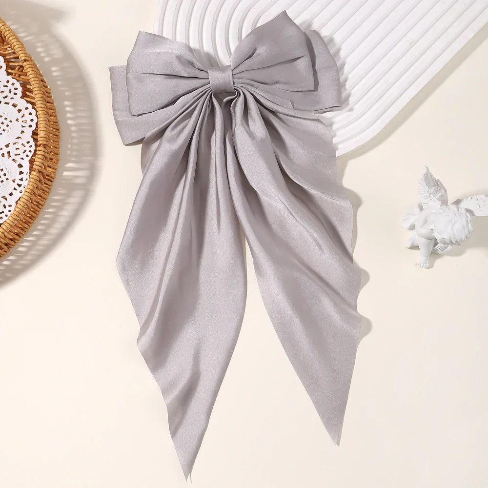 Fashion Two-layers Bowknot Streamer Hairpin Woman Girl Satin