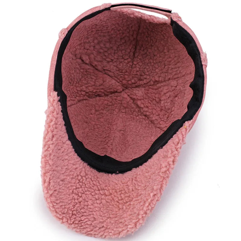 Dusty Pink Women Winter Hat Fleece Lined Faux