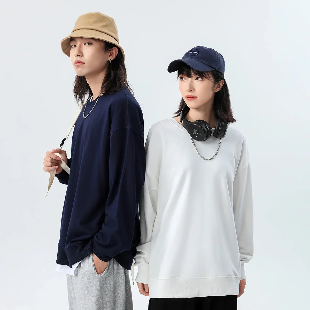 10.6oz 300gsm Cotton Pullover Sweater Men Solid Color