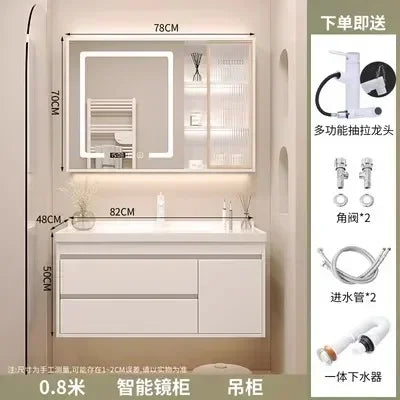 Washbasin Mirror Drawer Wall White Bathroom Cabinets Vanity