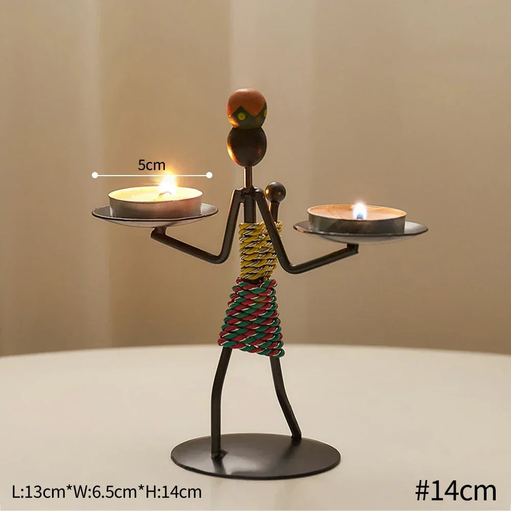 Nordic Metal Candlestick Abstract Character Sculpture Candle Holder