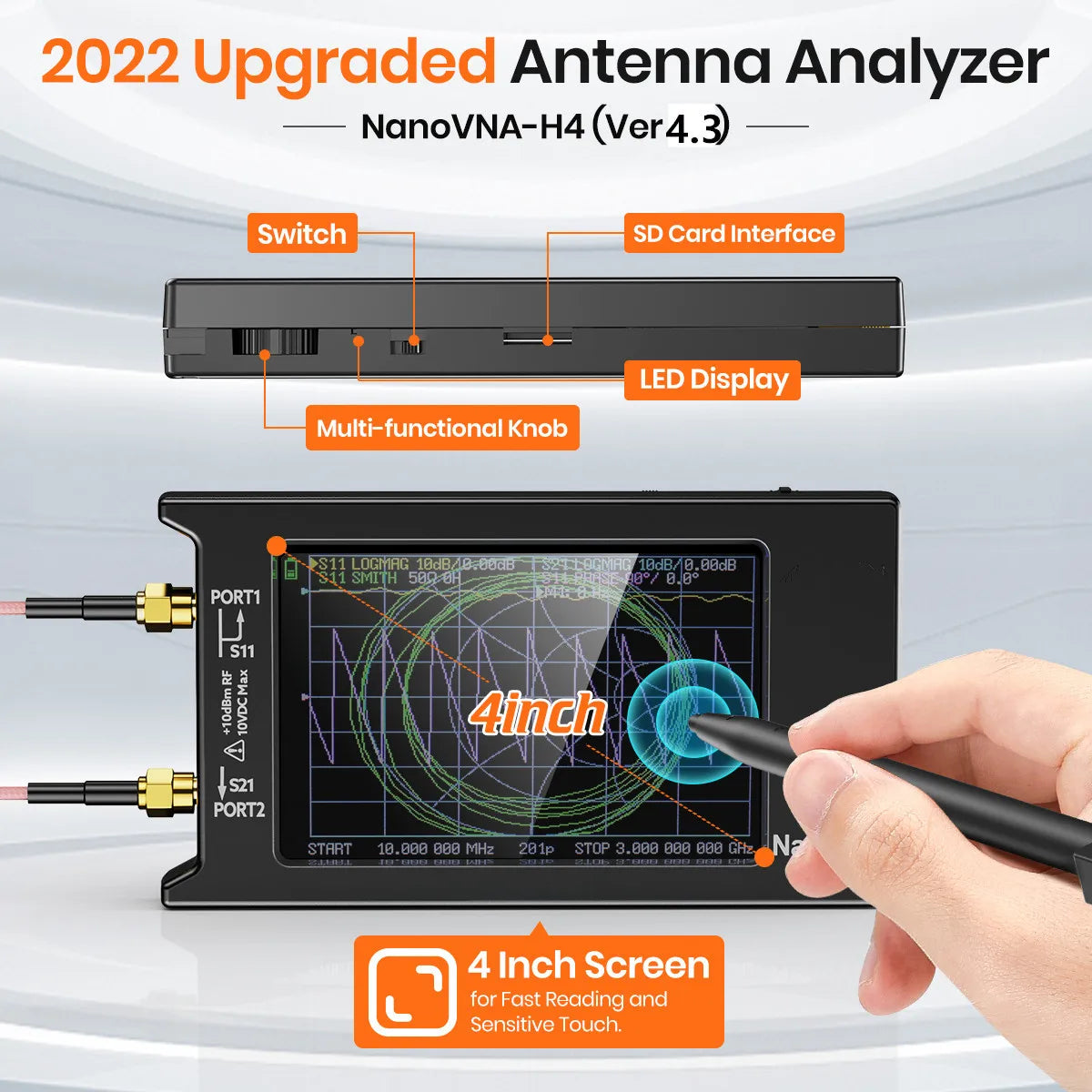 Hugen NanoVNA-H4 Vector Network Antenna Analyzer, Spectrum Analyzer,