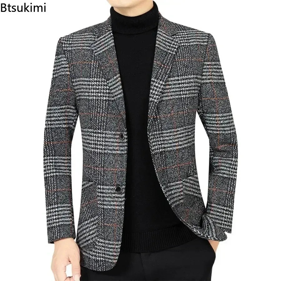 2024 Men's Fashion Blazer Jacket Suit England Style