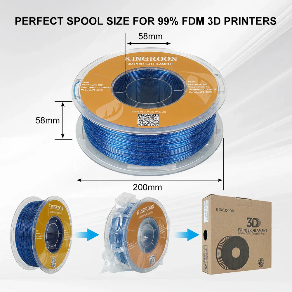 KINGROON 3D Printer Filament Glitter Shining Bling PLA
