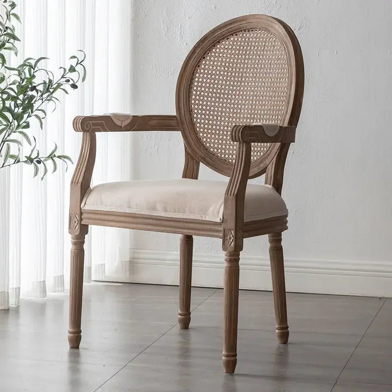 Retro Luxury Kitchen Chairs Wooden Rattan Mid Century