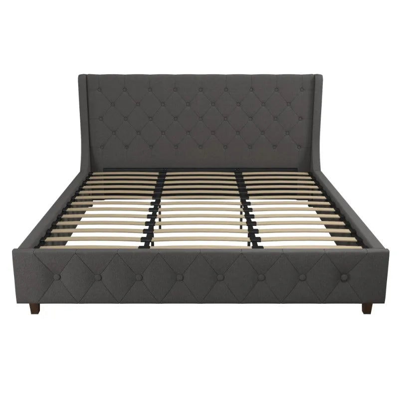 Mercer Upholstered Bed, King Gray Linen muebles de