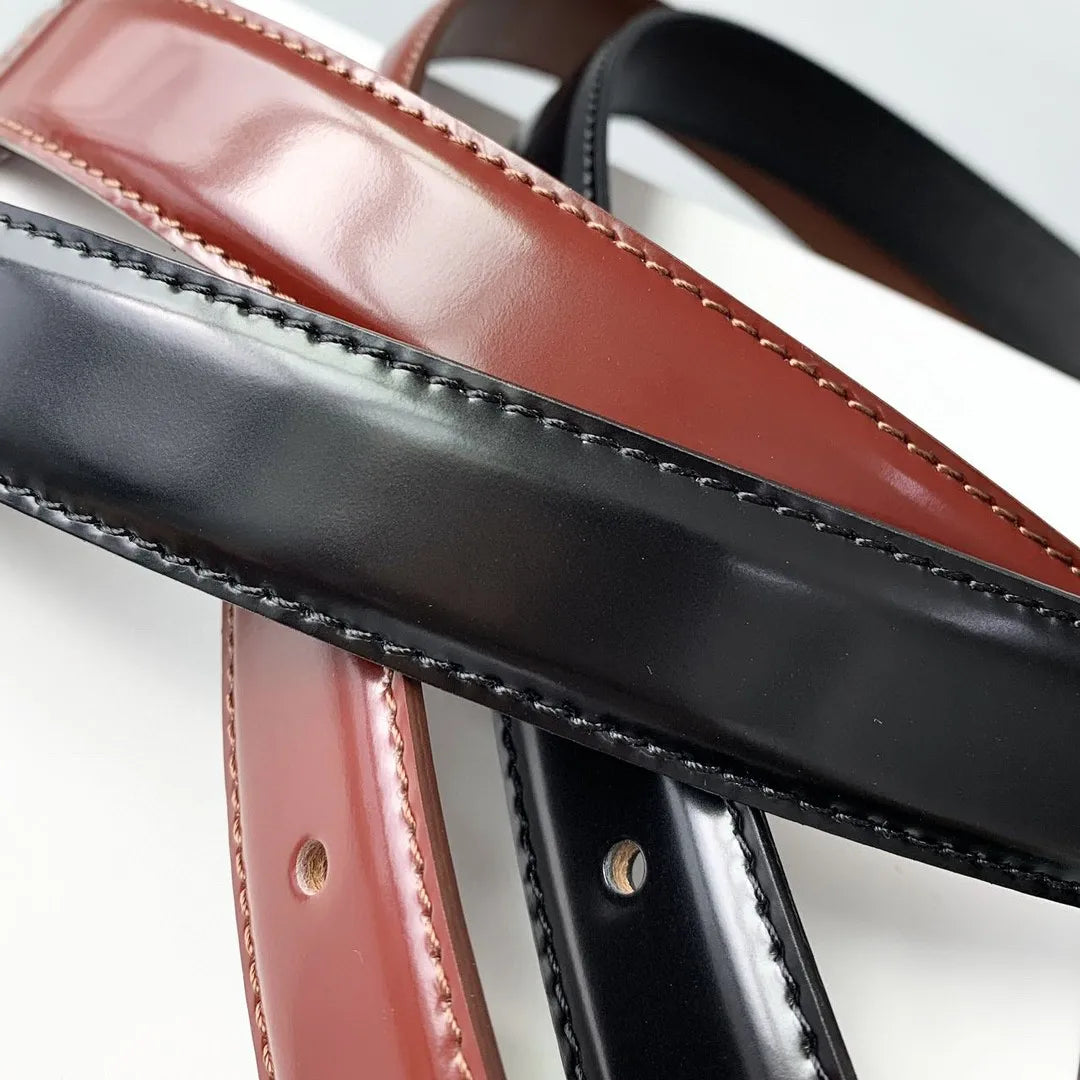 women' s solid color belt red black