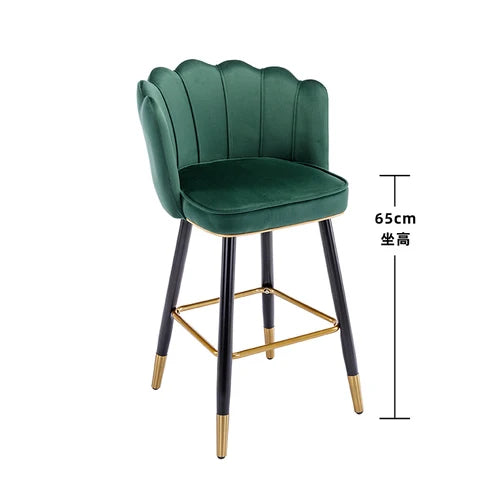 Leather High Bar Chair Modern Nordic Luxury Blue