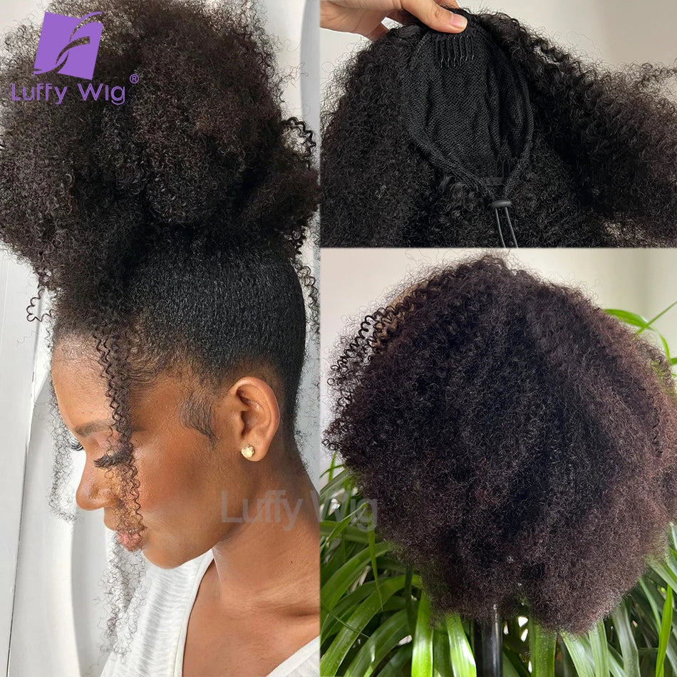 Drawstring Ponytail Human Hair 4c Afro Kinky Curly