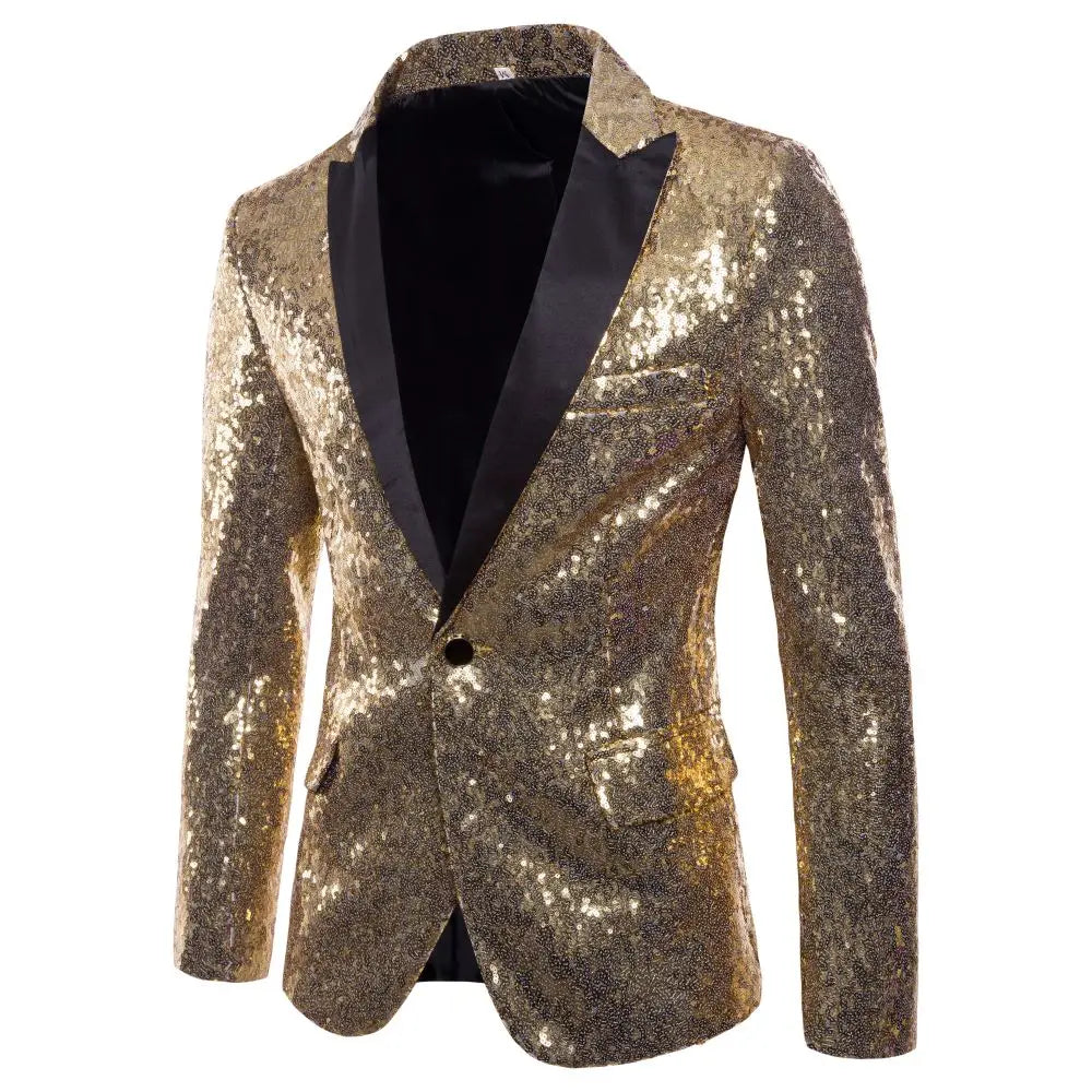 Men's Suit Round Sequin Pocket Single Row Button