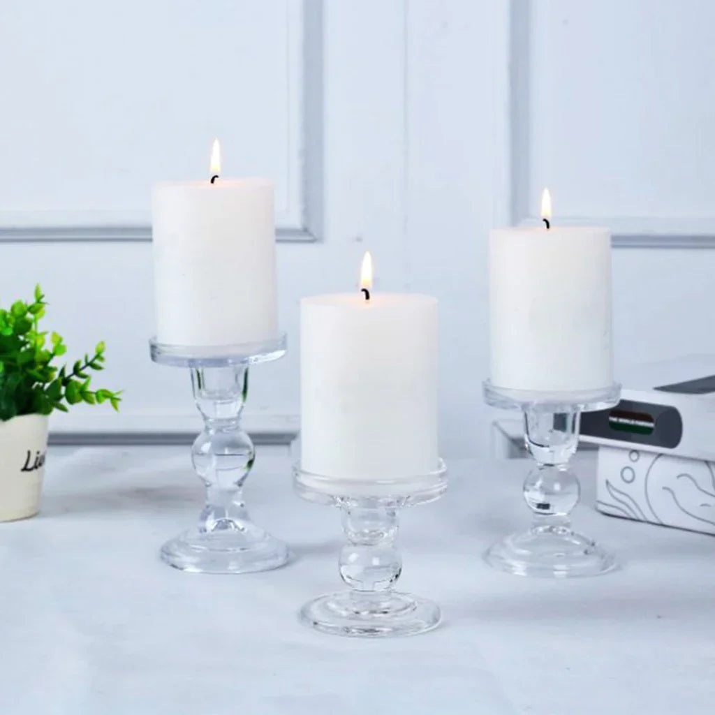 Transparent Glass Candle Holders Candlesticks for Home Office