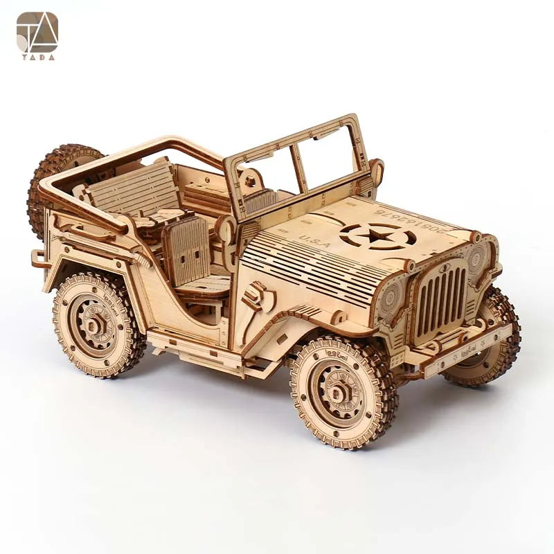 Tada 3D Wooden Puzzle Toys Movable Jeep Assembly