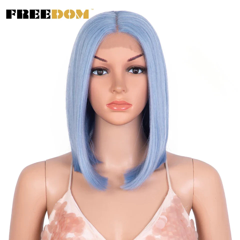 FREEDOM Straight Synthetic Lace Wigs Short Bob Ombre