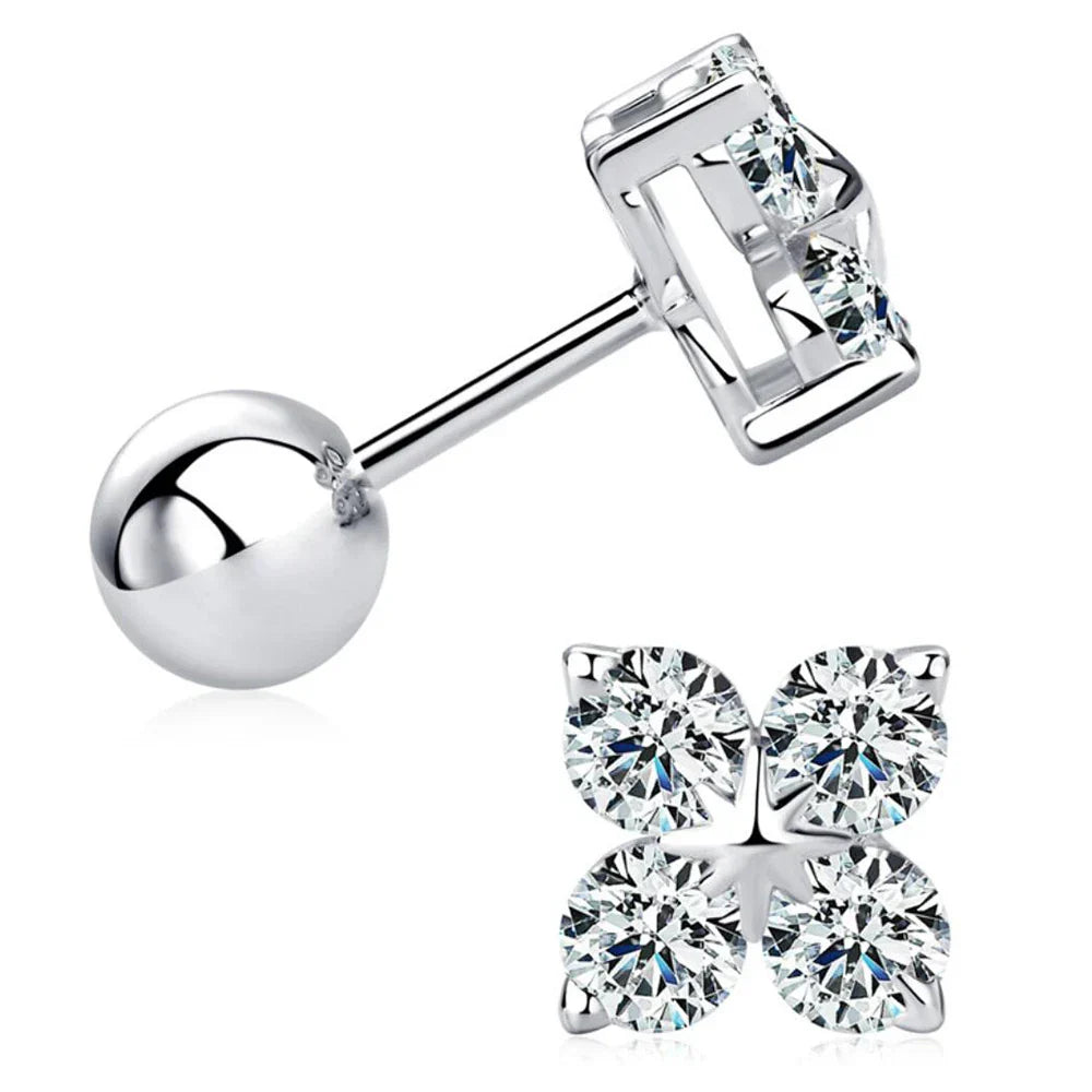 Rose Gold Four Leaf Clover Moissanite Stud Earrings