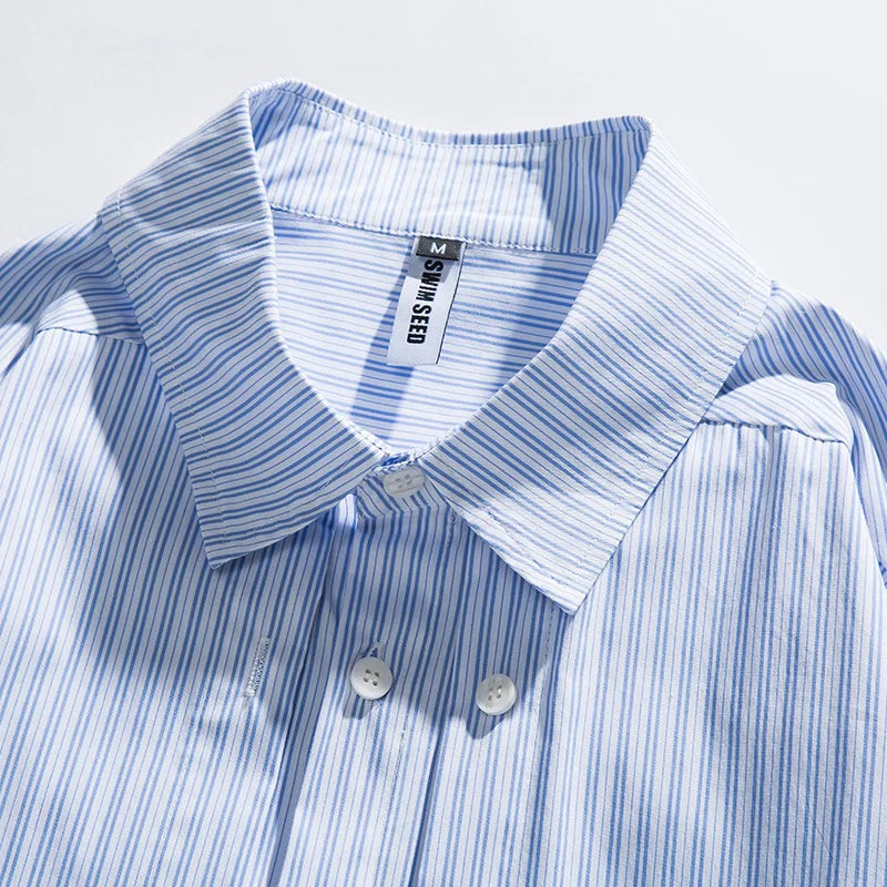 Double Breasted Placket Men's Loose Casual Long Sleeve