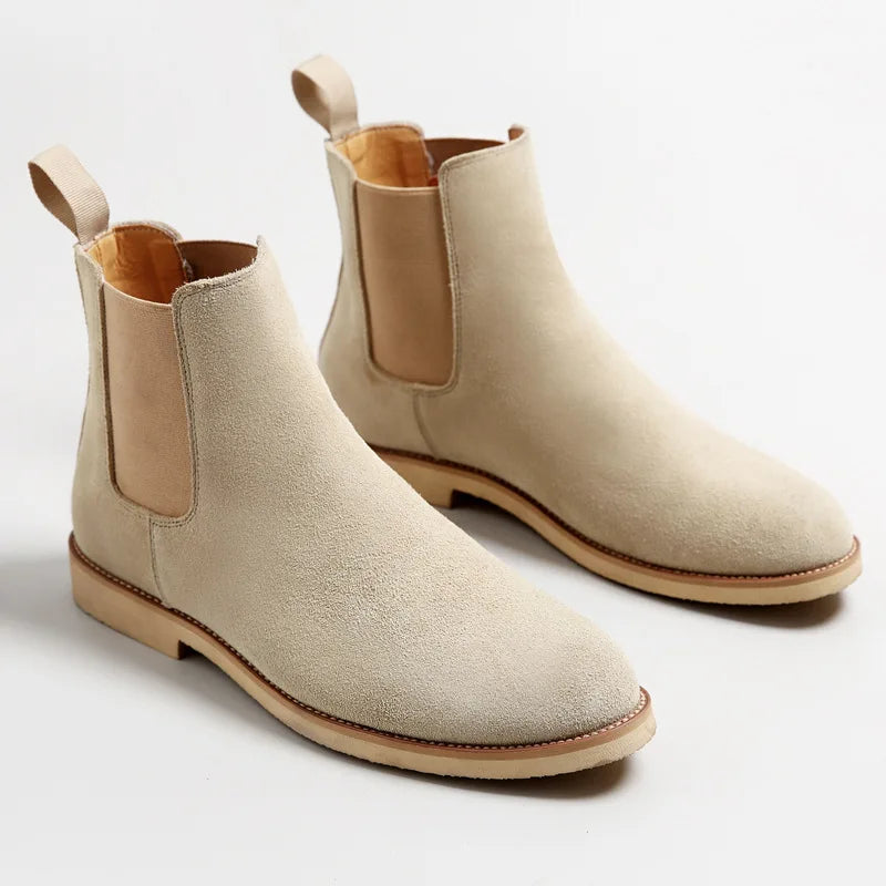 Men's Retro Suede Genuine Leather Chelsea Boots Men