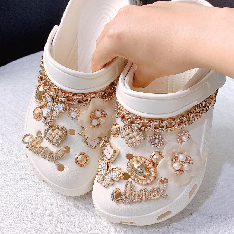 Shoe Charms for Crocs DIY Diamond Pearl Chain