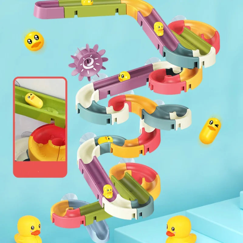 DIY Baby Bath Toys Marble Race Run Assembling