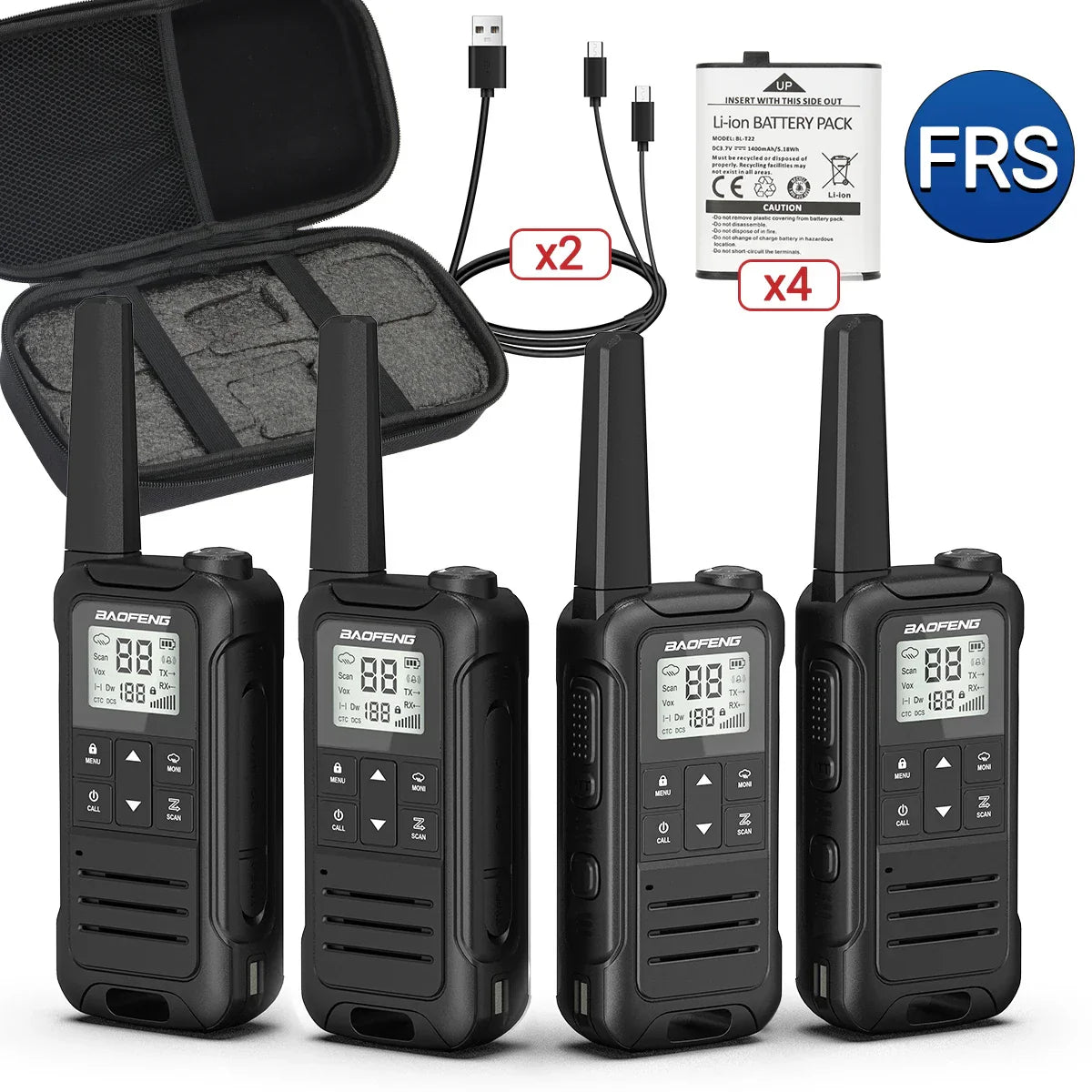 4PCS Baofeng F22 PMR446 /FRS Walkie Talkie Portable