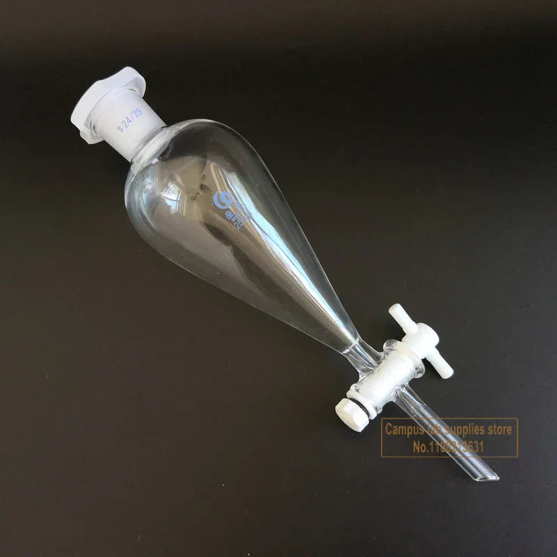 1pcs Lab Glass Pear-shaped Separation Funnel with Glass/PTFE