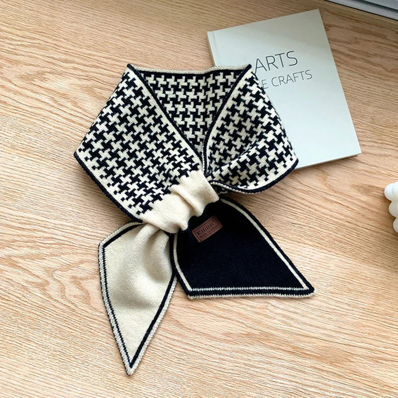 Warm Cashmere Neck Tie Scarf For Women Plaid