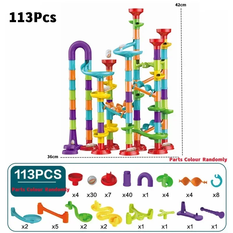 50/197Pcs Children Diy Game Marble Run Race Track