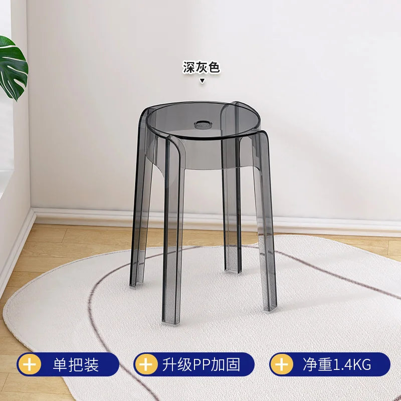 Transparent Plastic Stool Household Thickened Acrylic High Stool