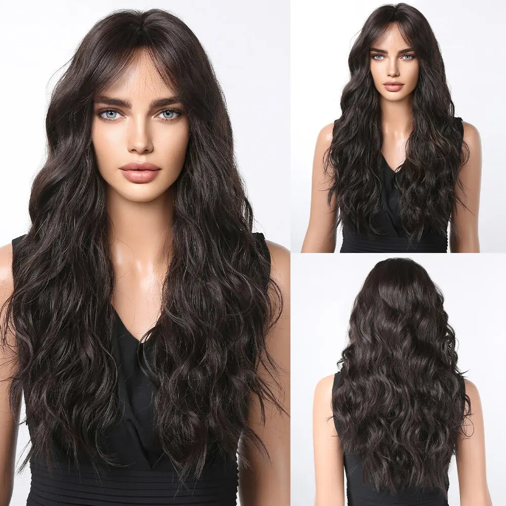 Ginger Curly Synthetic Wigs for Women Long Natural
