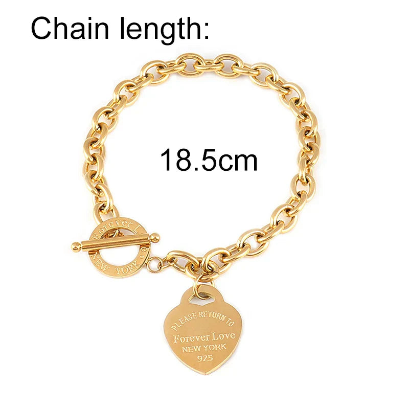 Heart Pendant Stainless Steel Bracelet Women Fashion 316L