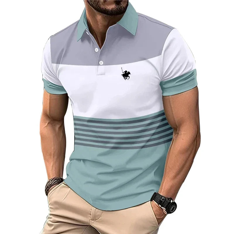 Men Summer Casual Short Sleeve Button Polo Shirt