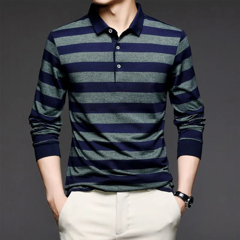 Spring and Autumn Men's Pullover Polo Adjustable Contrast