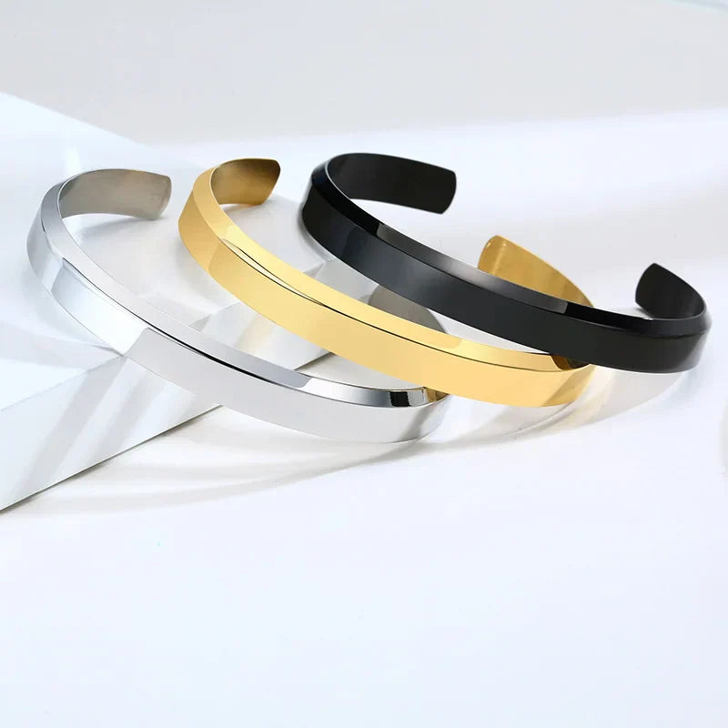 Men's Thin Bracelet,Stainless Steel Cuff Bangle Bracelet, Thin