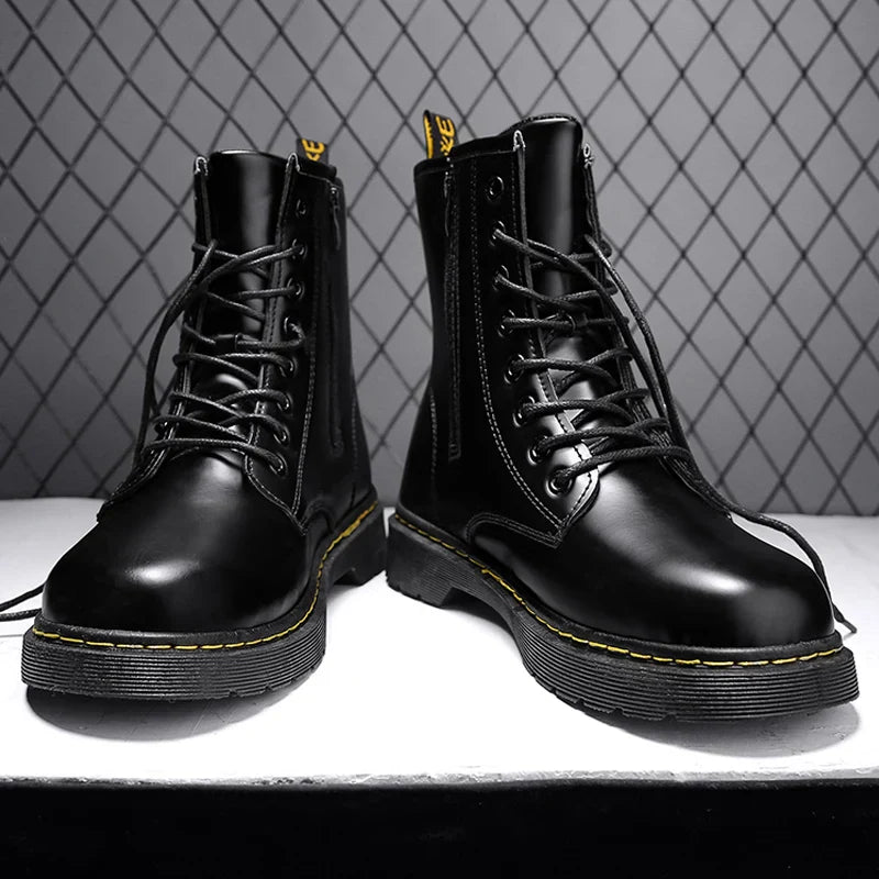 Leather Boots Man Autumn Winter High Top Classic