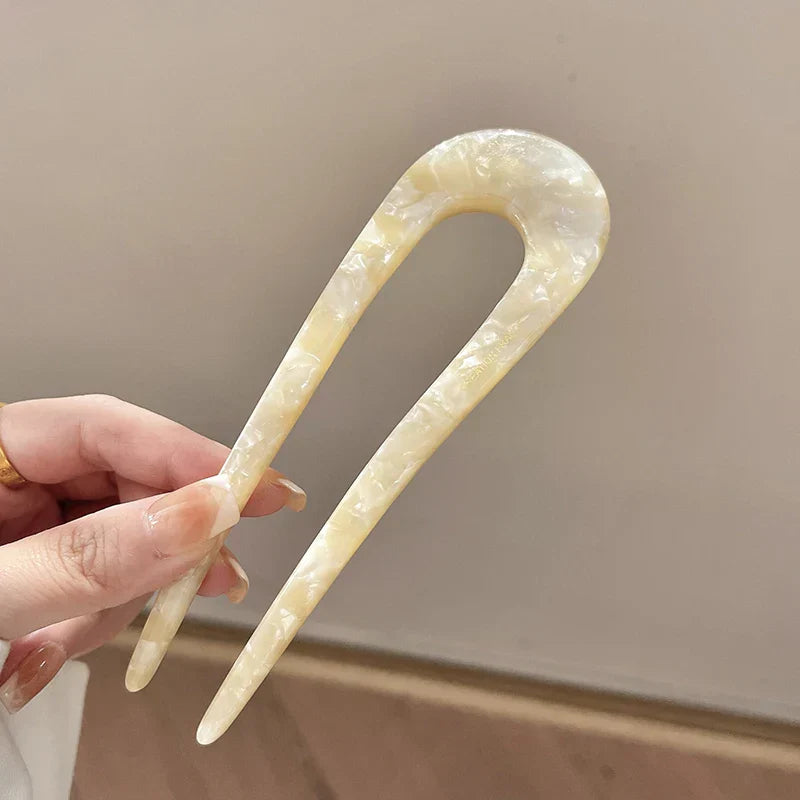Trendy U-Shaped Acetic Acid Hairpin Girls Hair Fork