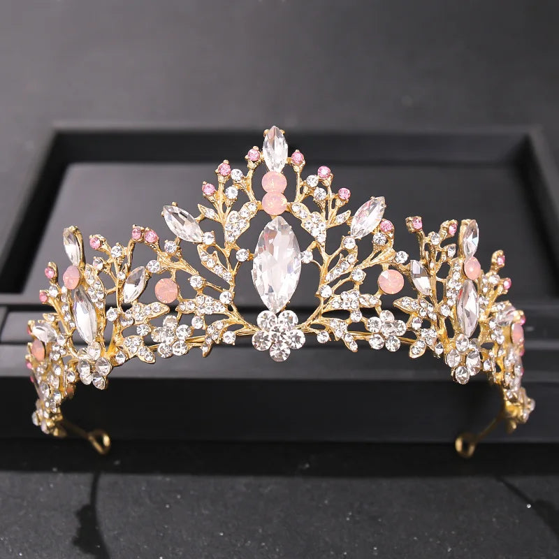 Pink Crystal Tiaras And Crowns For Women Bride
