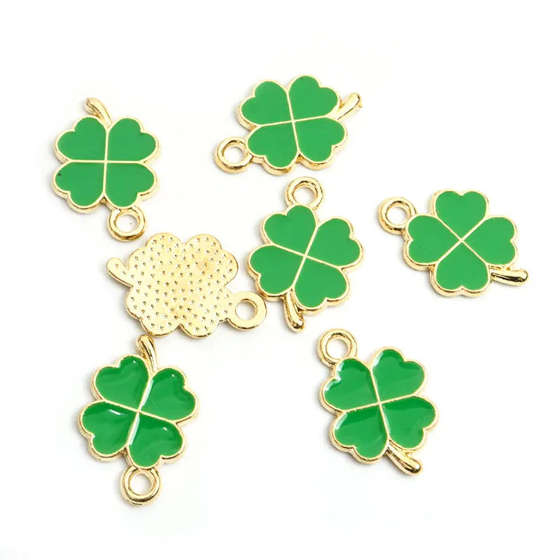 Dopamine Fourleaf Clover Enamel Charms 20pcs DIY Necklace