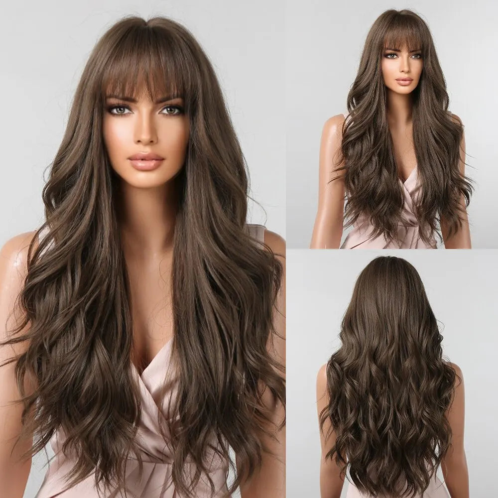 Ginger Curly Synthetic Wigs for Women Long Natural