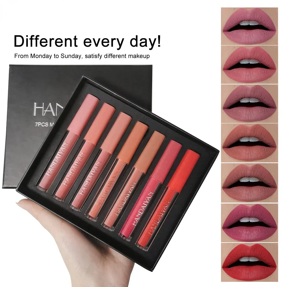 7-Color Matte Velvet Lip Gloss Glaze Waterproof Lasting