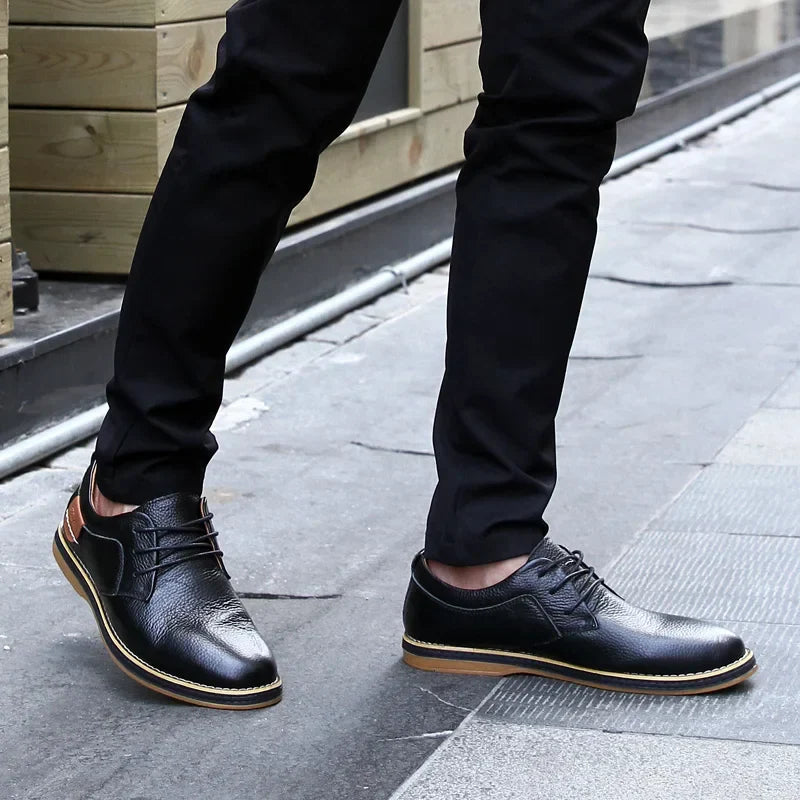 Genuine Leather Men Dress Shoes Oxfords Brogue Lace