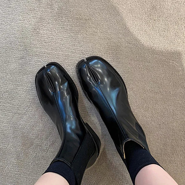 Split Toe Women ankle boots high quality leather