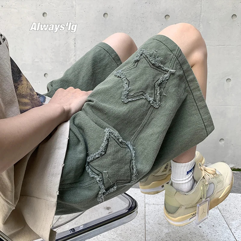 TINT ERA Y2K Mens Streetwear Breeches Star Korean