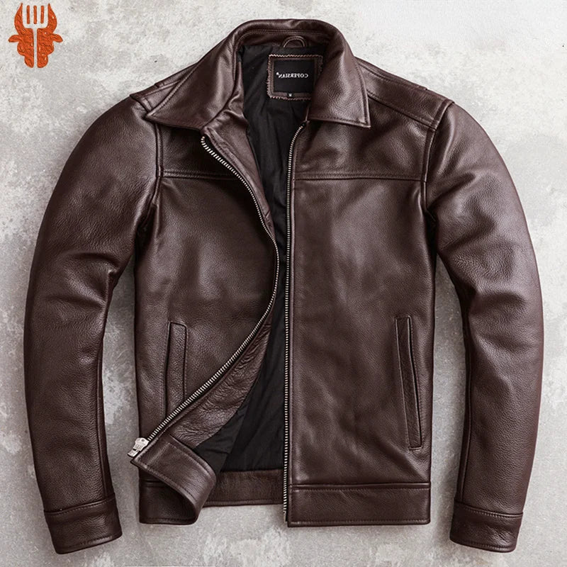 2022 Men's Genuine Cowhide Leather Jacket – Autumn Coat