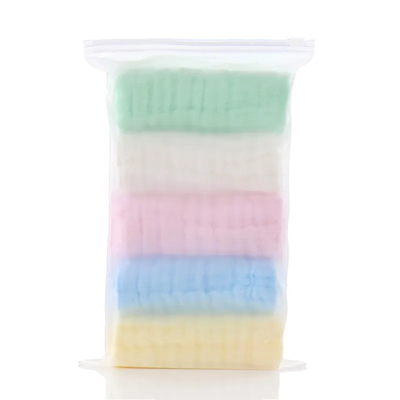 5pcs/batch thickened muslin 30X30cm cotton soft baby towel