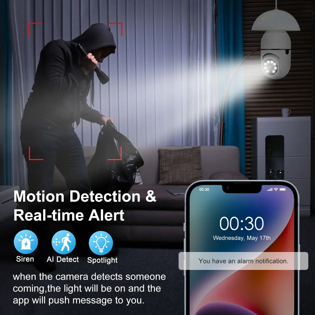 1/2/4PCS E27 Bulb Wifi Camera Surveillance Night Vision