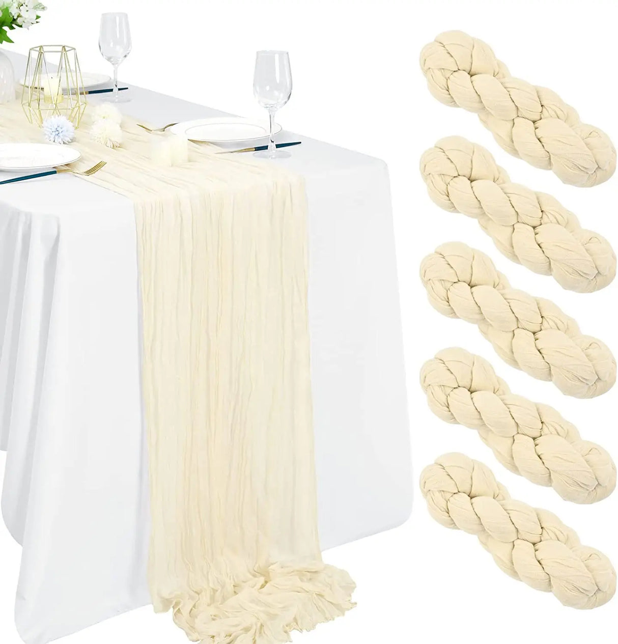 Crinkling Table runner gauze translucency doilies Holiday party