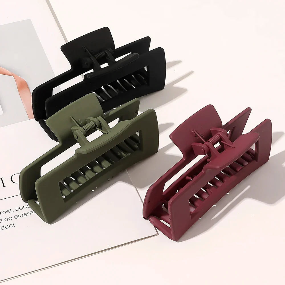 Simple Square Geometric Frosted Hair Claws Clamps Acetate